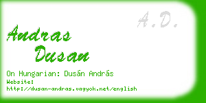 andras dusan business card
